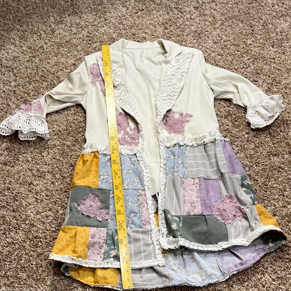 Patchwork Lace Trim Coat/ blazer - Picture 4 of 6